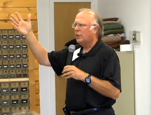 Todd Hunter at a recent town hall meeting on windstorm insurance